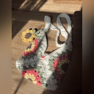 Handmade Crocket Sunflower Bag